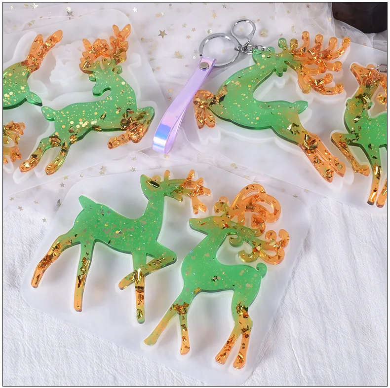 Christmas Deer Resin Fruit Charms Set Of 10 For DIY Jewelry Making