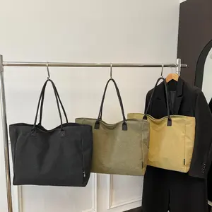 Wholesale Lifestyle Reusable Green Blank Shoulder Bag Solid Color Canvas Tote Bag With Custom Printed Logo