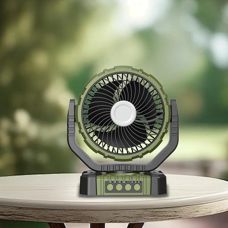 High Quality Portable Outside Fan Outdoor Cooling Desktop Table Fan High Speed Portable Camping Fan With Light