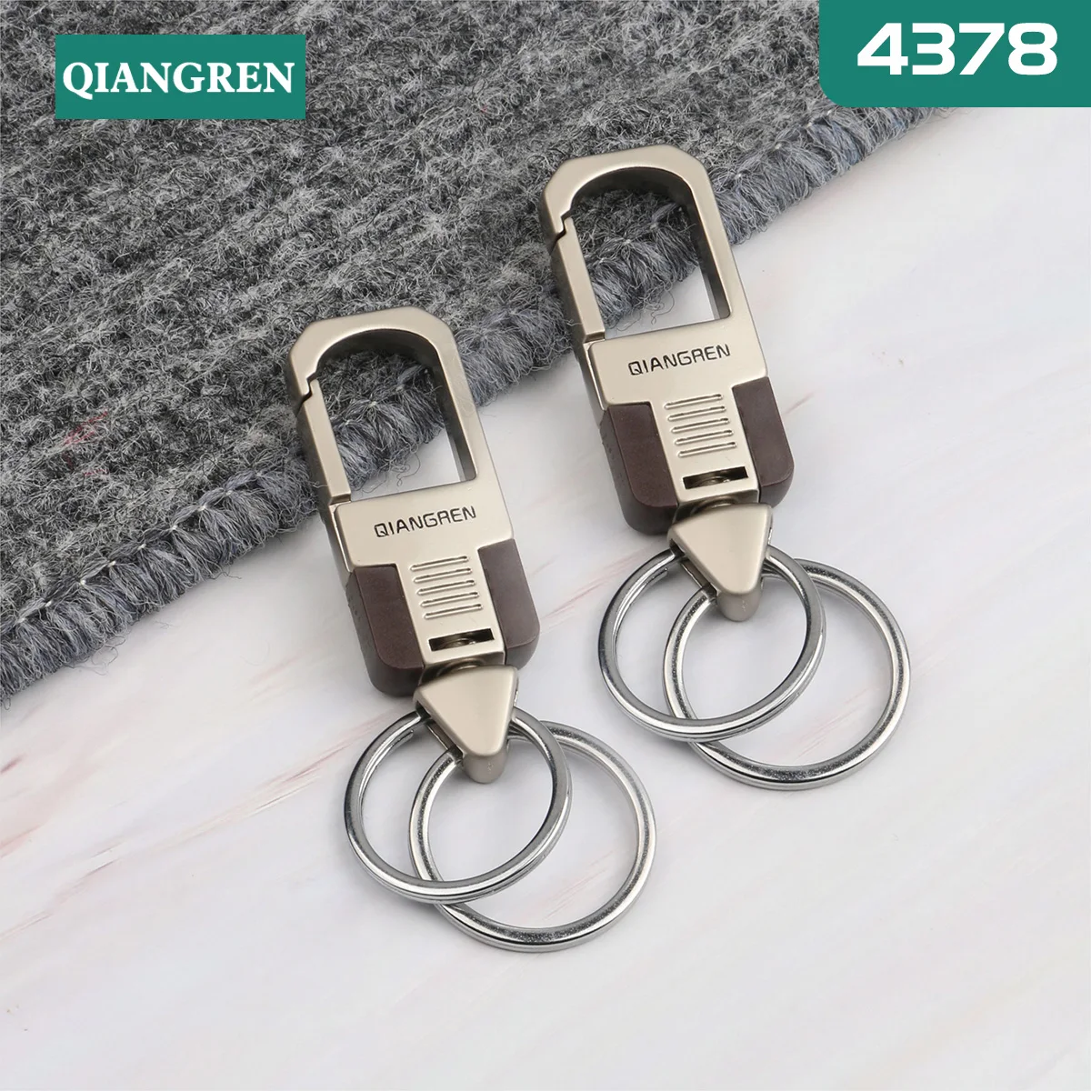 Metal Simple Keyring Simple Keychain Design Silver Grey Loopy - Main Image