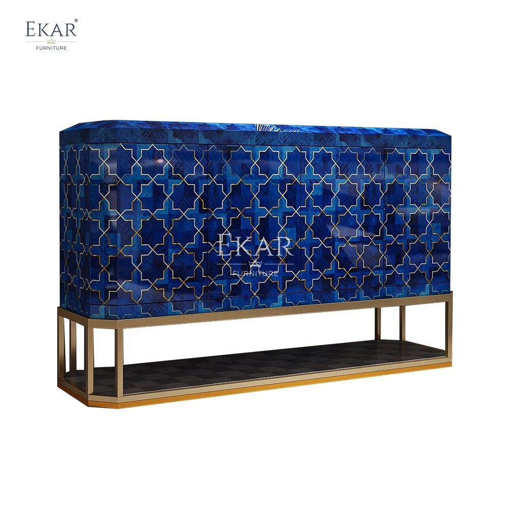 EKAR FURNITURE Modern Console Table for Living Room Metal Feet with Doors and Drawers for Hall Hotels Schools