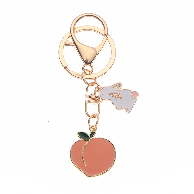 ZQEOU Peach Keychain - Stainless Steel Fruit Jewelry Gift For Peach Lovers