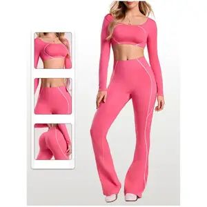 Set Knitted Casual 2026 New Long Sleeves Quick-drying Long Pants Yoga Set Premium Sculpt Cropped Pants Pilates Apparel