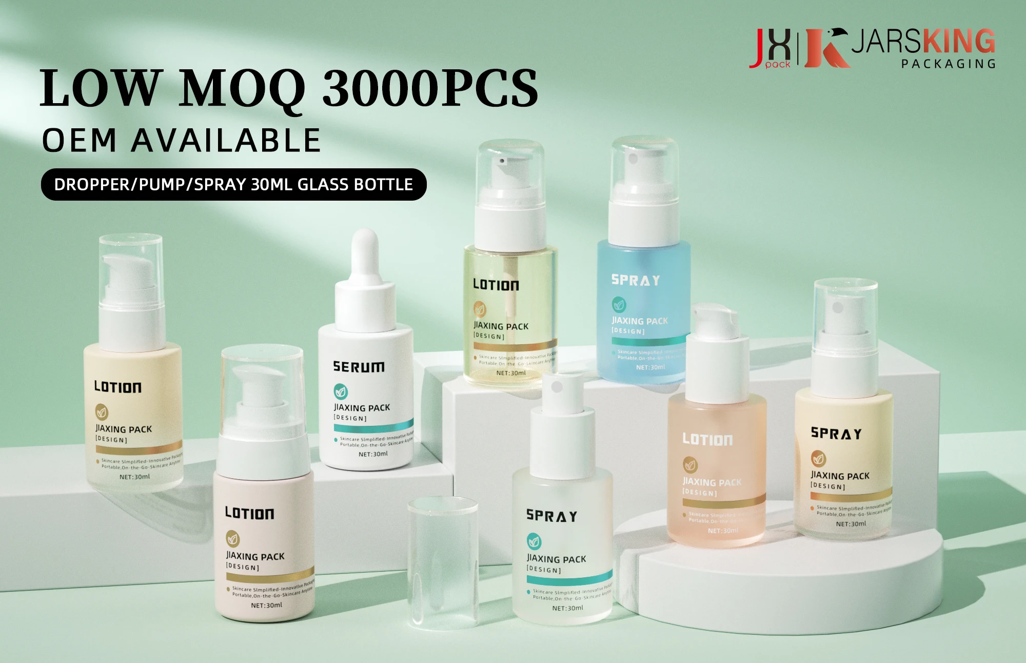 Luxury Skincare Packaging Empty Flat Shoulder Dropper Glass Cream