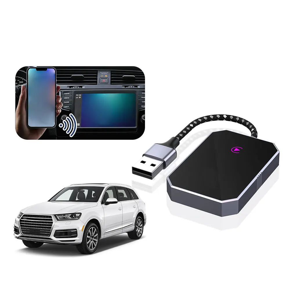 Wireless Carplay Android Apple 2In1 Wired Adapter Portable Ai Box Dongle Zjq12 Laudtec Screen Sharing SGS Certified 1 Year
