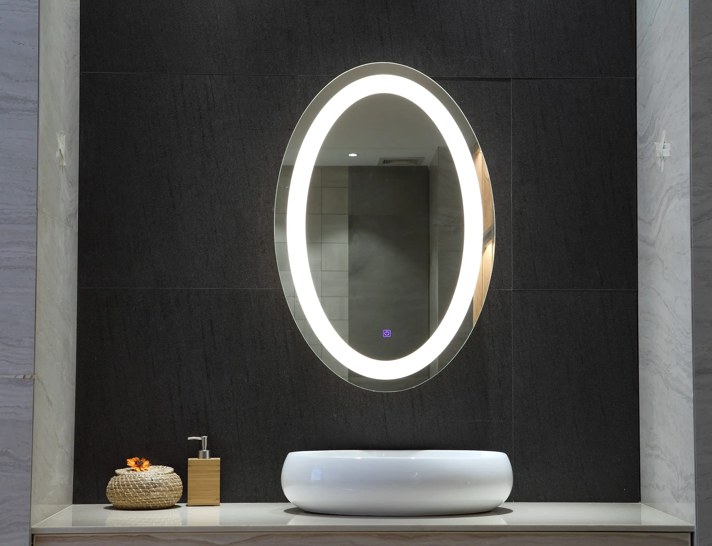 Illumir Latest Custommade Oval Stick On Wall Lighting Bathroom Mirrors