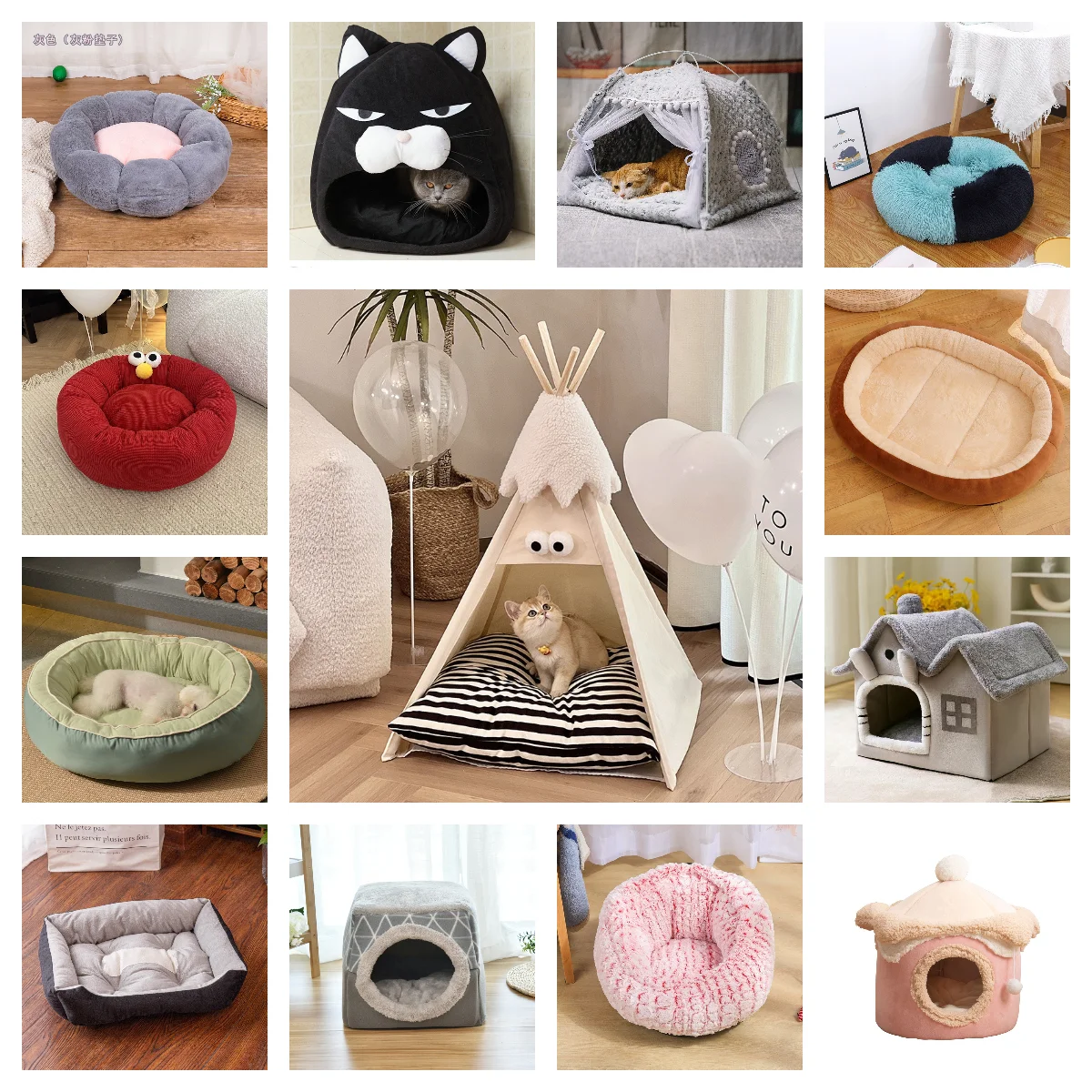 Amazon Partner Drop Shipping Orthopedic Wash Custom Cute Round Cozy Plush Luxury Pet Beds Dog