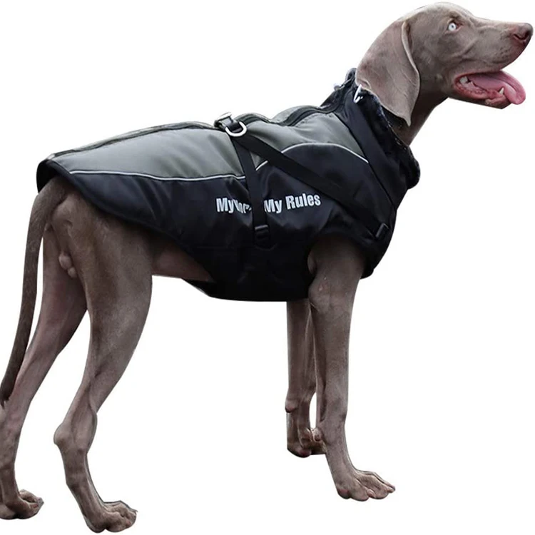 Wholesale Stocked Pet Apparel Waterproof Winter Warm Dog Coat With Harness
