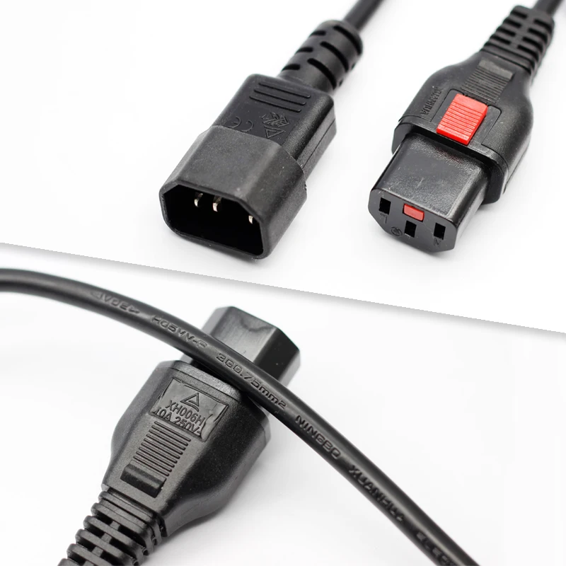 European Standard 10A IEC C14 to C13 Power Supply Cord with Push Lock Extension Cord