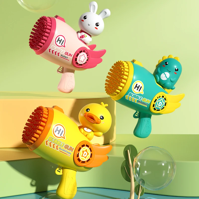 XST New Rabbit Bubble Machine for TikTok Hot Automatic Bubble Maker for Kid Summer Outdoor Toys Party 69 Holes Bubble Gun