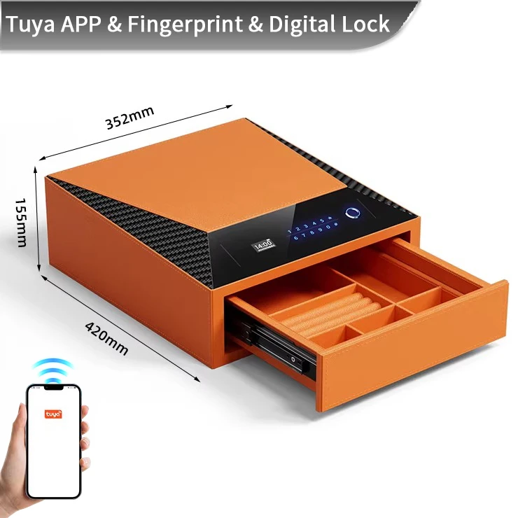 F2-1A EQSAFE Smart Password and Fingerprint Home Wardrobe Hidden Money Drawer Metal Jewelry Safe Box