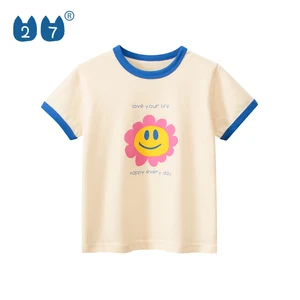 Hot Sale 100% Cotton Casual Summer Wear Short Sleeve Cute Tops Baby Girl O-Neck T Shirts