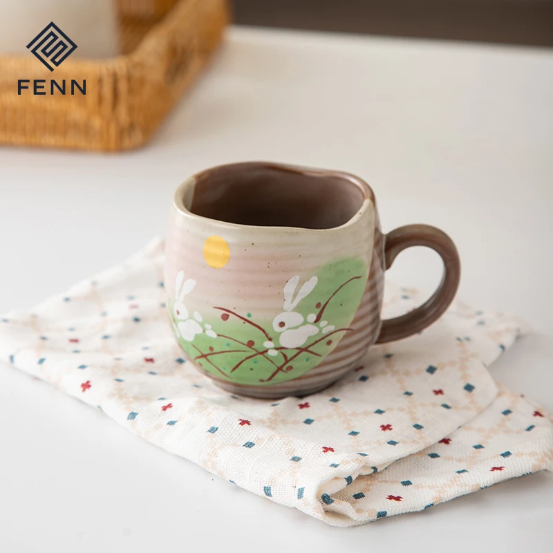 wholesale Vintage Tea Cup Aesthetic Coffee Mugs Cat Animal Cartoon Cup Water Customized Ceramic Coffee Mugs Stoneware for Gifts