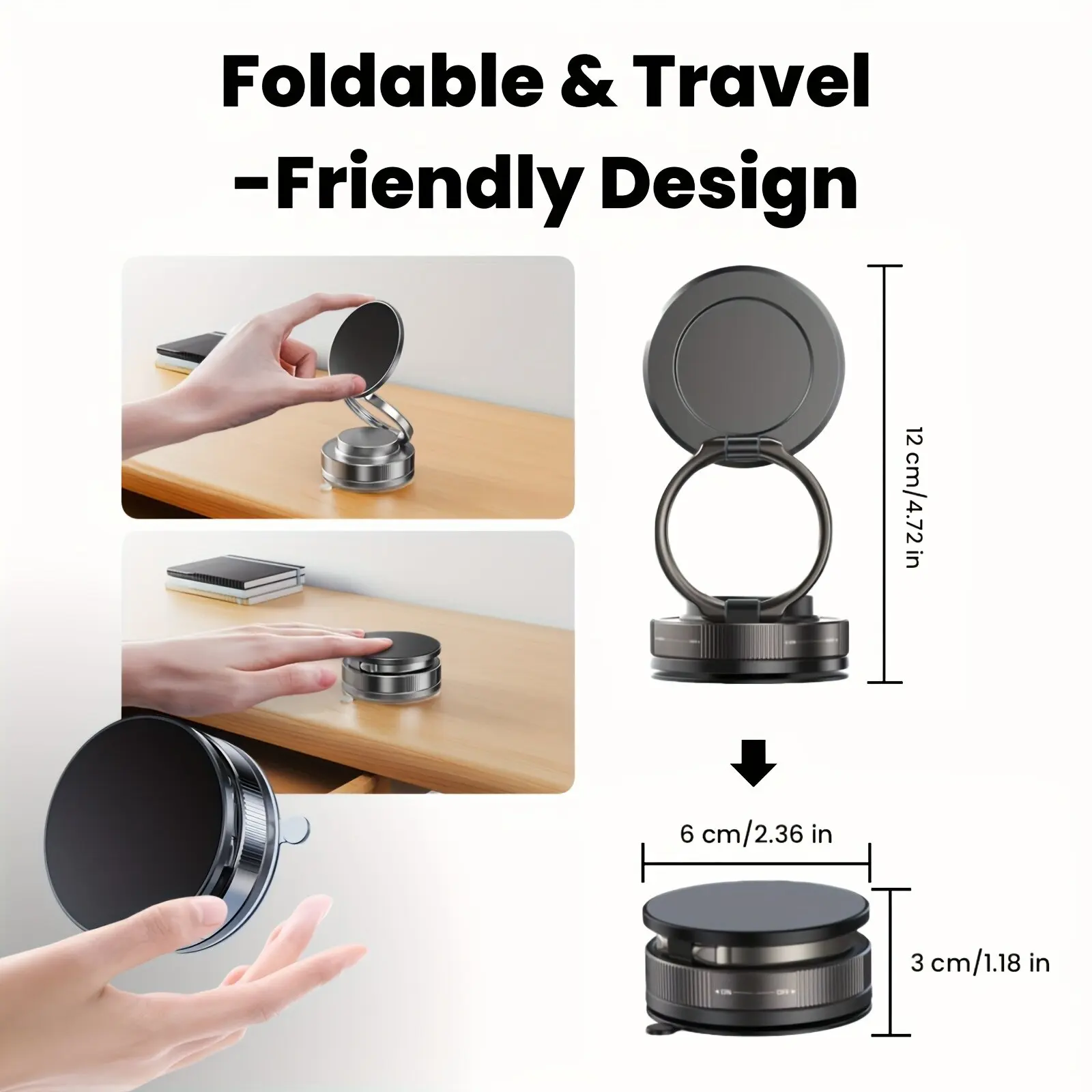 360° Vacuum Magnetic Suction Cup Phone Mount, Adjustable Hands-Free Suction Cup Phone Holder Compatible All Smartphones