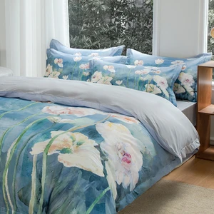 Flower Painting Design Digital Customized Print Bedding Duvet Cover Set Cotton 4Pcs Quilt Covers Sets