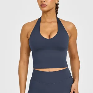 Custom High Quality Plus Size Lightweight Breathable Sports Bra Yoga Workout Gym Fitness Women's Solid Color Backless Yoga Top