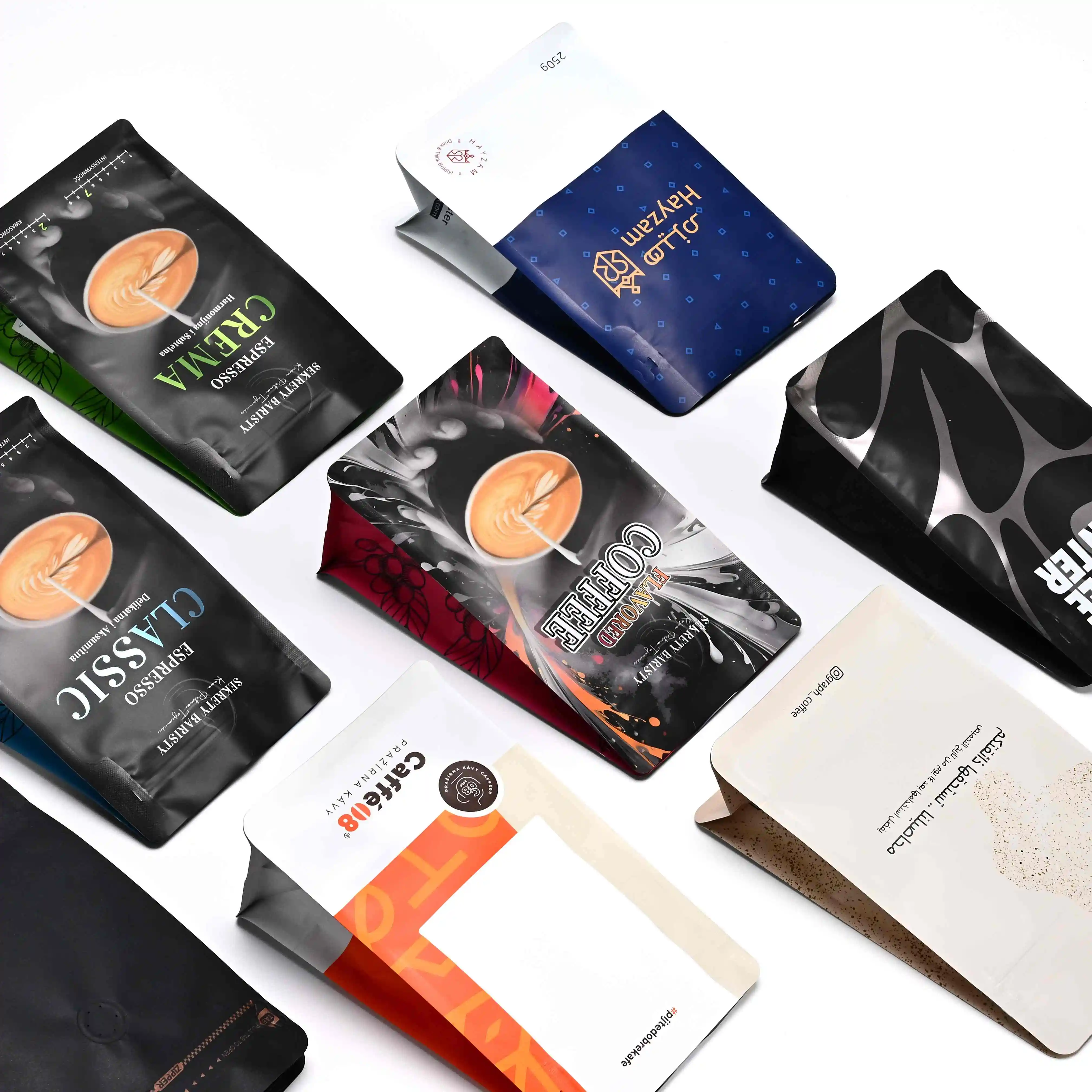 High Quality Taste-Preserving Plastic Coffee Pouches Stylish Print Surface for Boutique Hotel Amenity Kits & Coffee Gift Bundles details