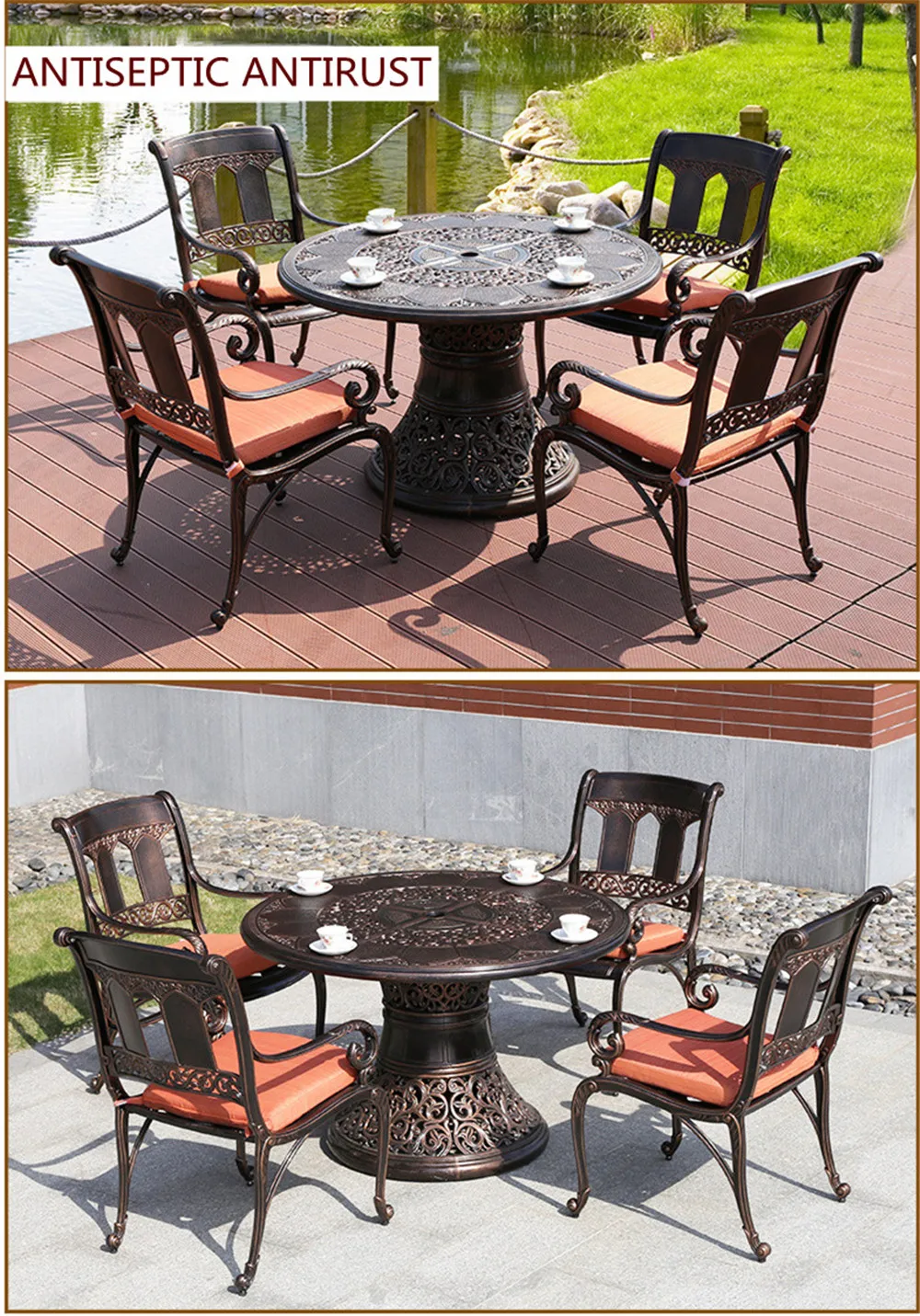 Sell 2021 outdoor new design die-cast aluminum waterproof sun block patio chairs in Bistro restaurant patio