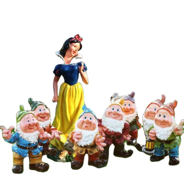 Outdoor Snow White and Seven Dwarfs Fiberglass Cartoon Sculpture Ornament Kindergarten Amusement Park