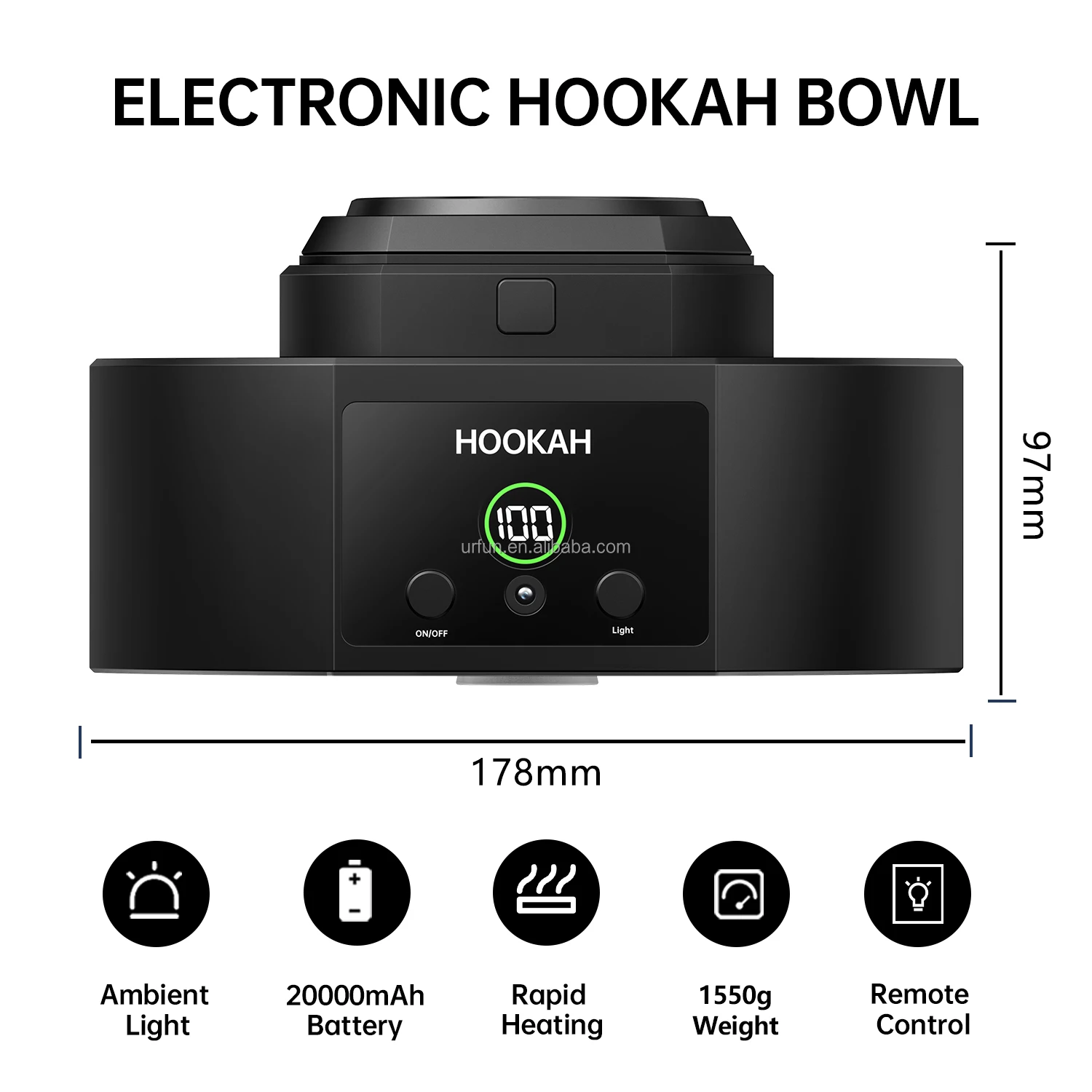 Rechargeable Portable Electric Hookah Head Chicha Fast Heating Tobacco ...