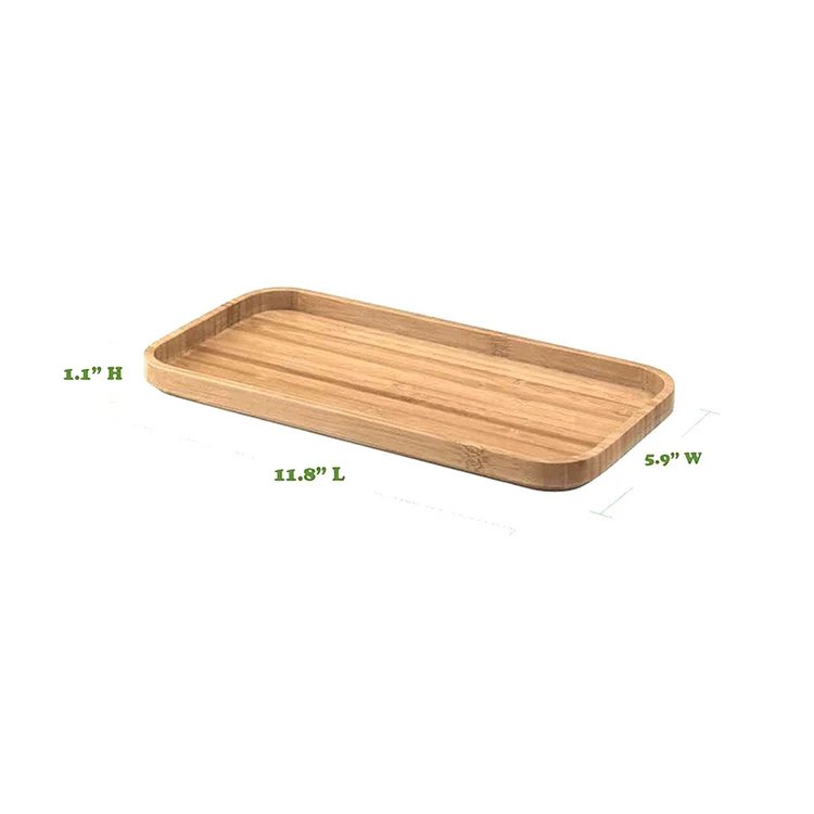 Wholesale Dresser Counter Bathroom Tray Wooden Serving Tray Bamboo Tray