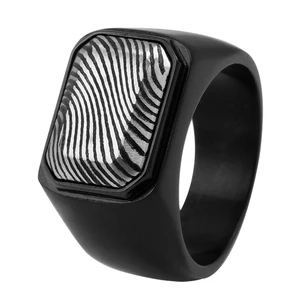 Unique Fashion Men Jewelry Damascus Steel Wedding Bands for Men Black Titanium Signet Rings
