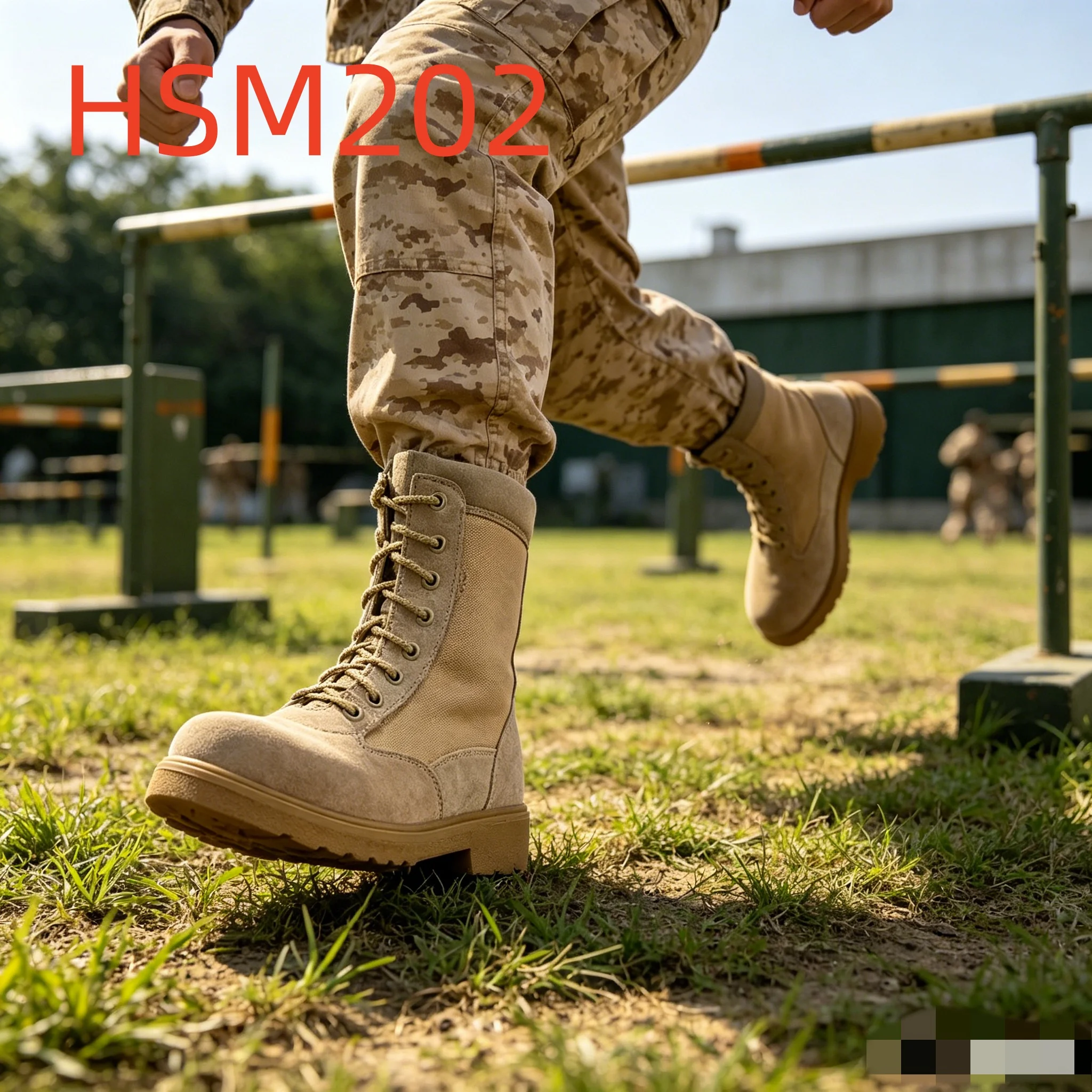 HY, Sepatu Boots Tempur 8 inci Berbahan Suede Kulit Tahan Robek dari Hasil Produksi Pabrik, Sol Luar Berbahan PU dengan Teknologi Injection, Sepatu Taktis Berkinerja Tinggi, Model HSM202