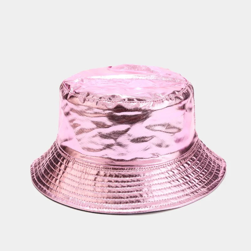 Gold and sliver paint double side checkered bucket good quality cute outdoor cap sunshade fashion bucket hats