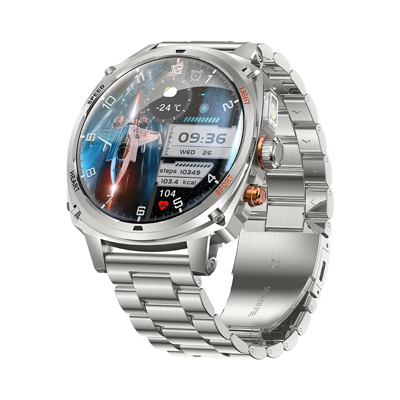 KM200 Smart Watch Zinc Alloy 1.75 Inch Men's Business Sports Smartwatch AMOLED Fitcloud Pro Smart Bracelet Tracker Smart Wear