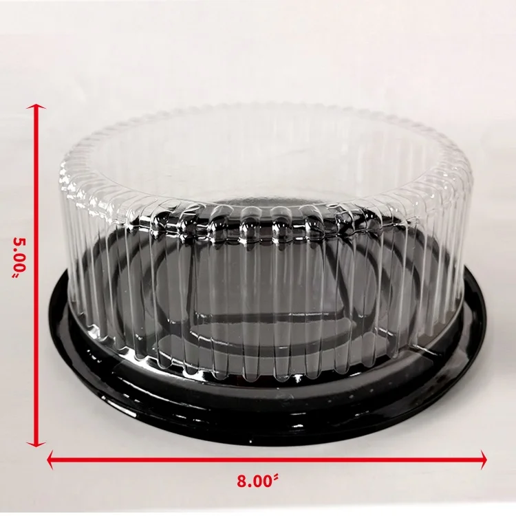 Disposable Plastic Cake Storage Box Container 8 Inch With Plastic Dome Lid and Secure Seal Clear Plastic Round Cake Box