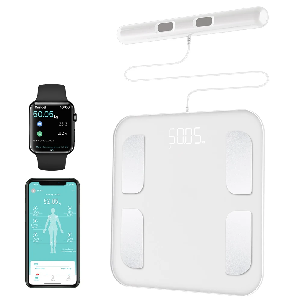 Smart Body Fat Scale With 8 Sensors Digital Display From Foot to Hand Measurement APP Enabled OEM Customizable