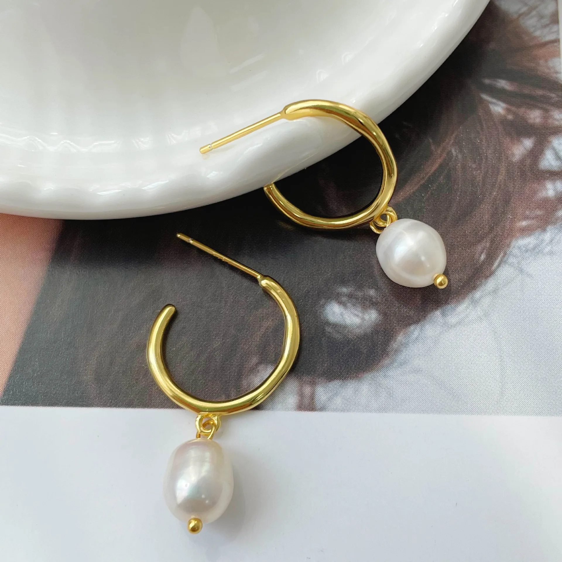 925 Silver Gloss Irregular Fresh Water Pearl Earrings Fresh Water Pearl ...