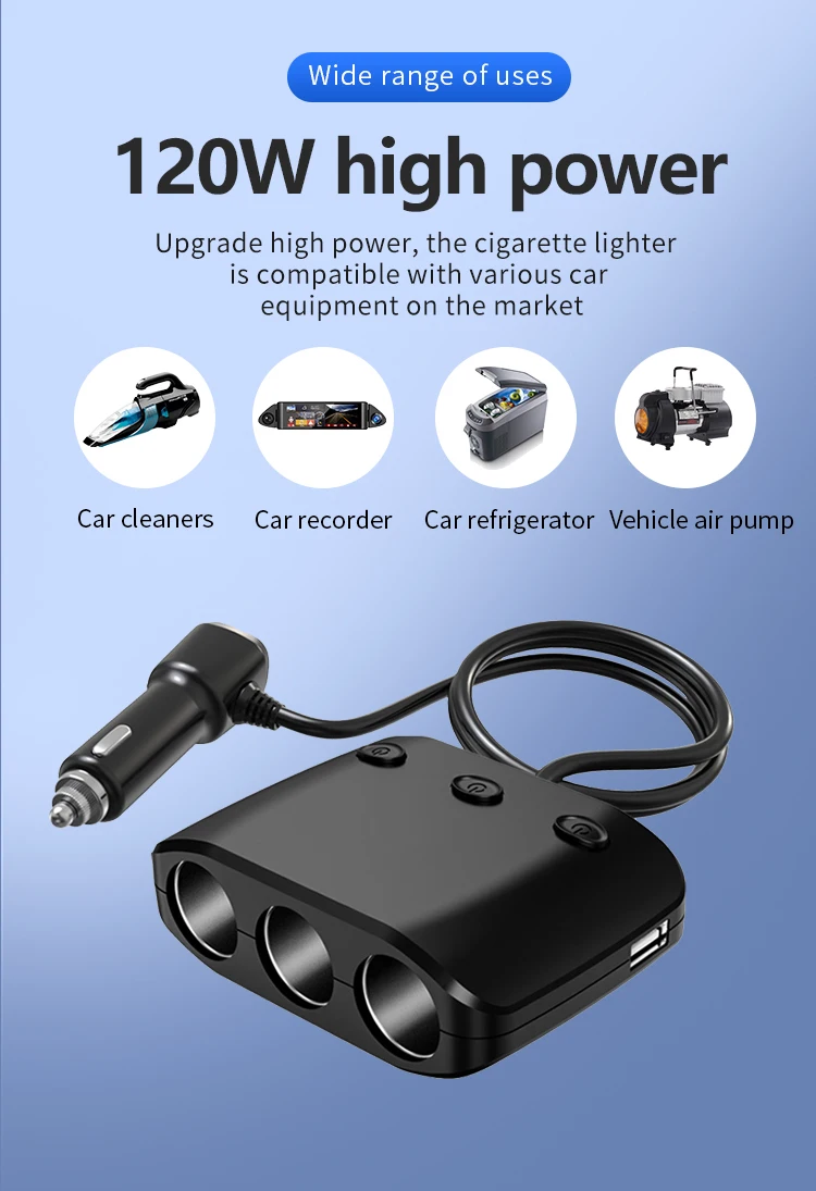 GXYKIT ZNB03s Car Charger: 120W, 3.1A Socket Adapter with 2 USB Ports. factory