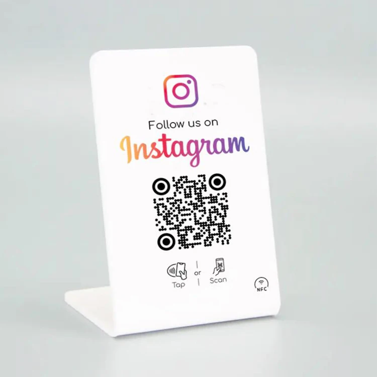 Acrylic NFC Menu Display Table Stand Custom NFC Google Review Stand Sign