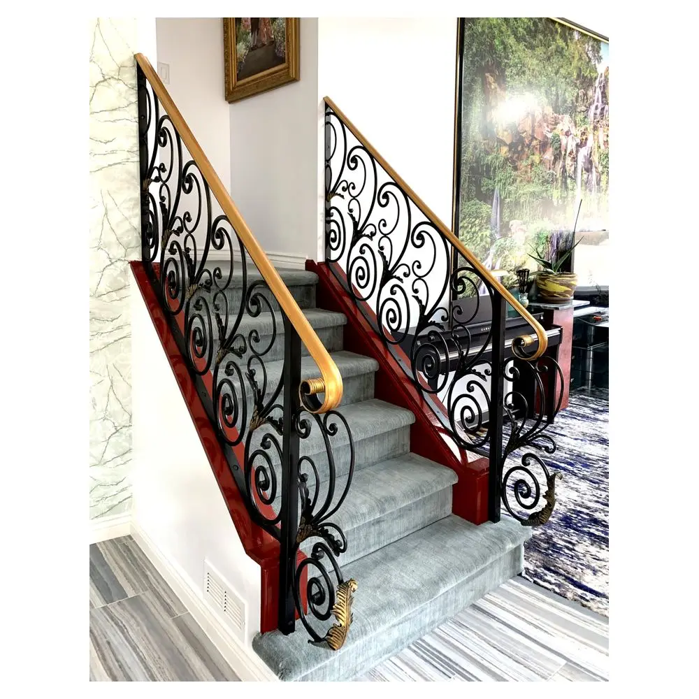 Custom Wrought Iron Stair Railing Designs Curved Staircase Handrail Design Buy Southwestern