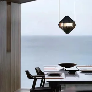 JACKSUN Simple Glass Pendant Light Restaurant Hanging Light Single Head Pendant Lamp for Living Room Kitchen Island Coffee Shop