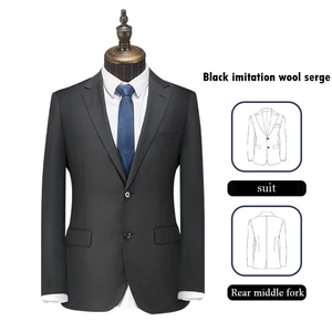Black Men's Suit Career Suit Top with Pants  Black HK2019-1