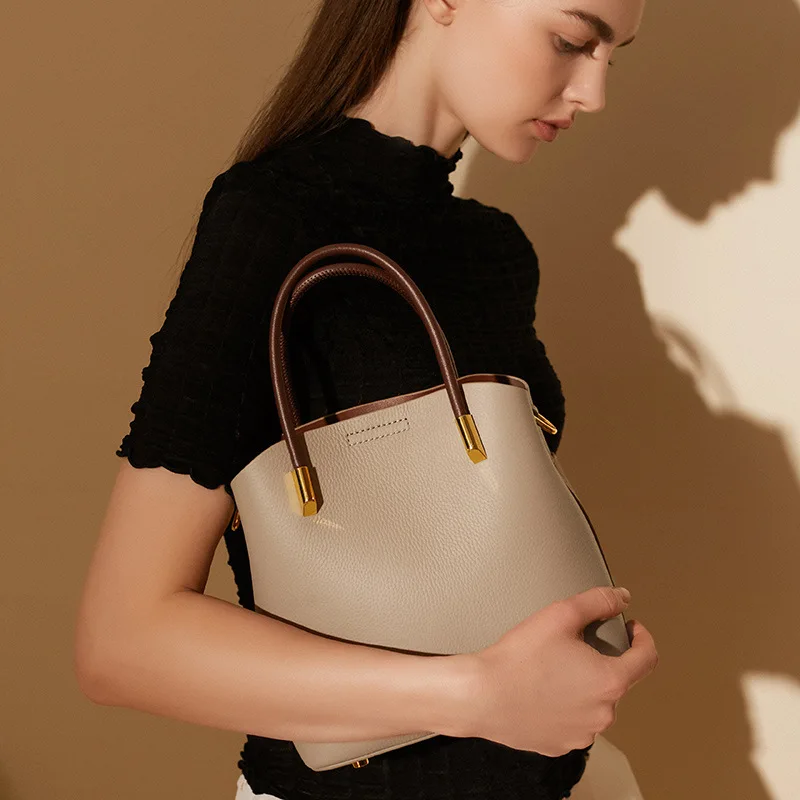 Manufacture Custom Leather Ladies Hand Bags Shoulder Bucket Bags Handle Wholesale Female Classic Handbags for Women Ladies