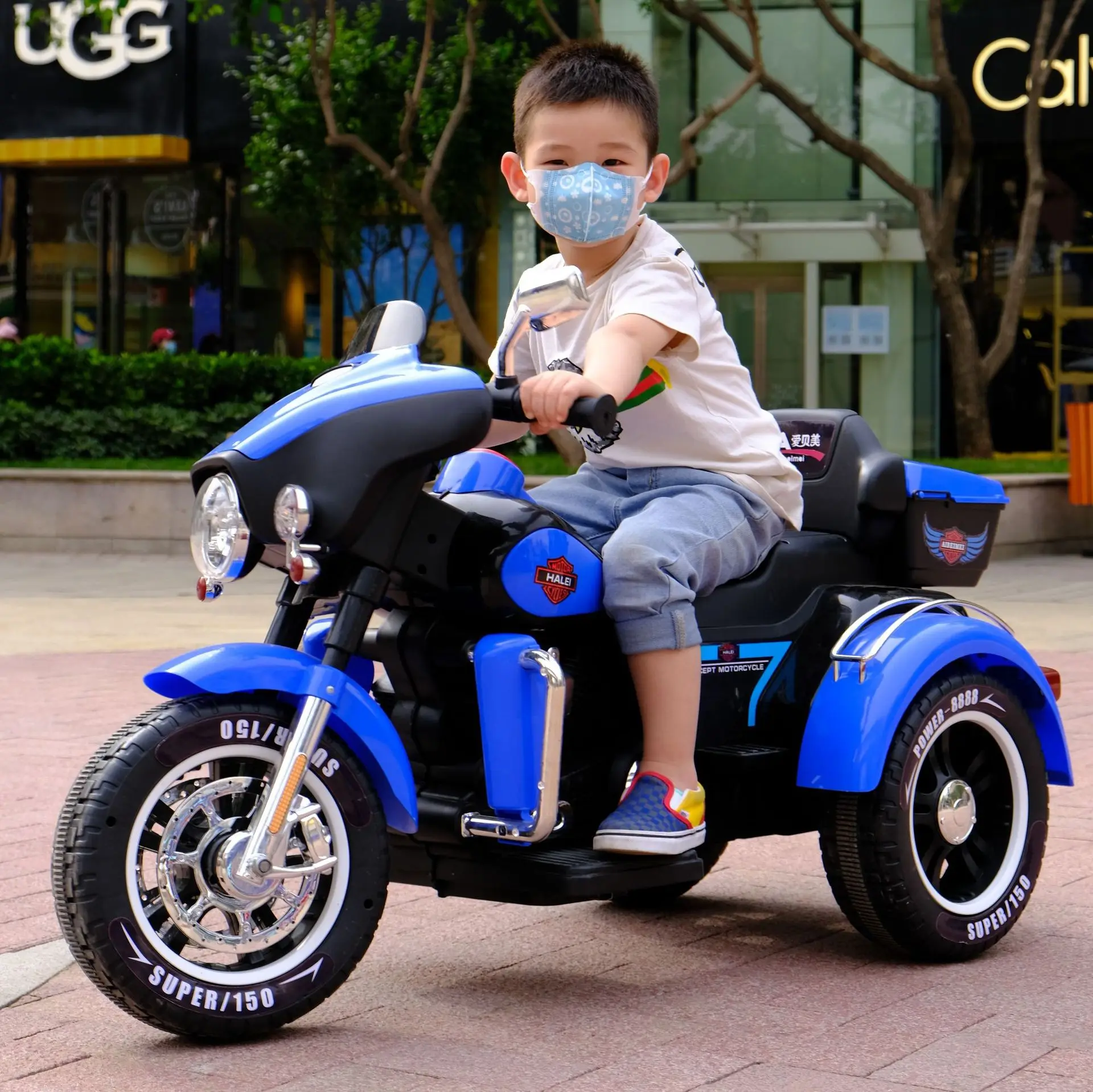 New hot fashion excellent quality light music electric children's Harley motorcycle baby toy car can sit for two