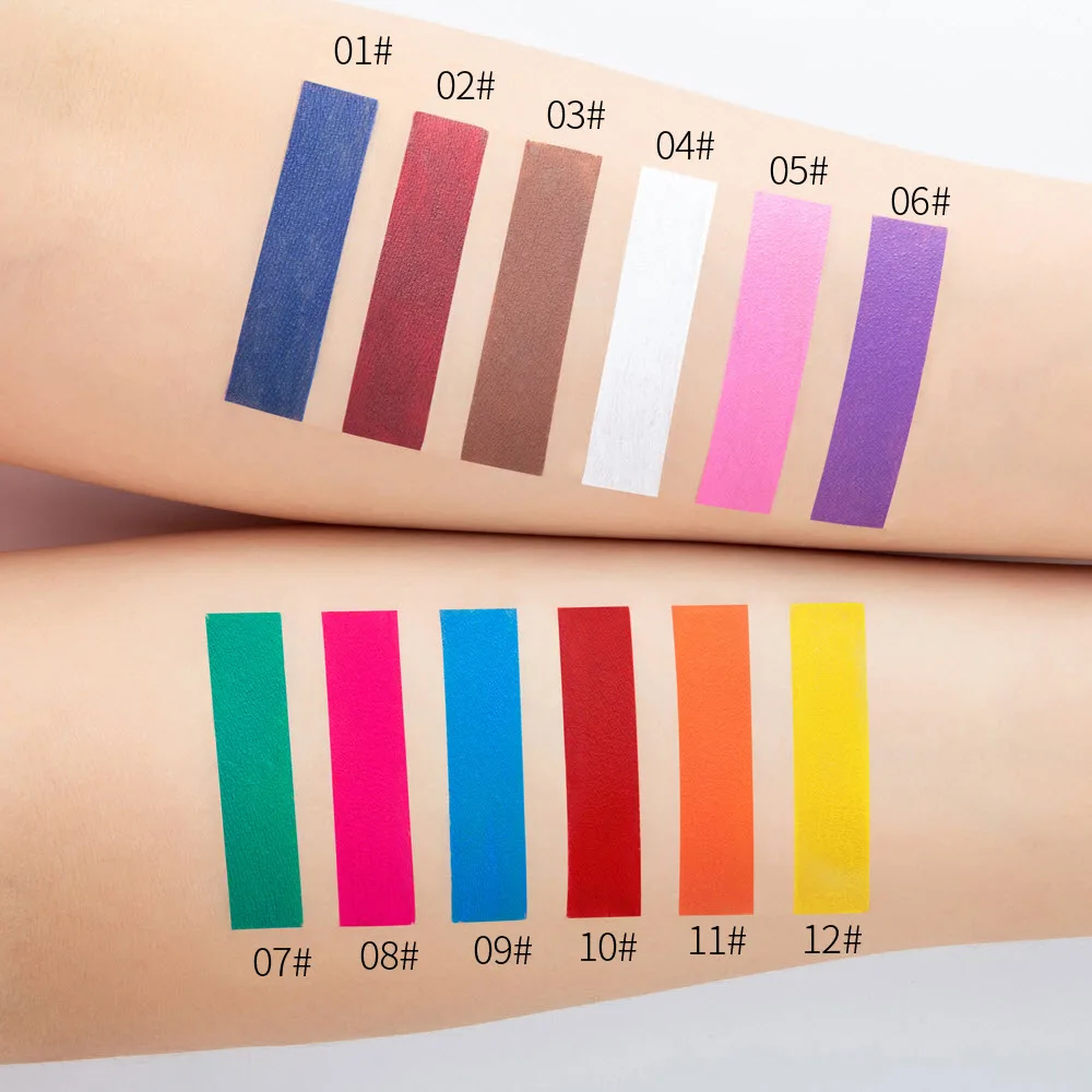 12 многофункциональных цветных теней для век, основа, крем, водостойкие матовые тени для век, крем для ежедневного макияжа