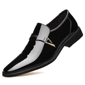 Plus Size Mens Patent Leather Shoes Trendy Business Dress British Breathable Interior Height Increase Pointed Toe Set Mens Shoes