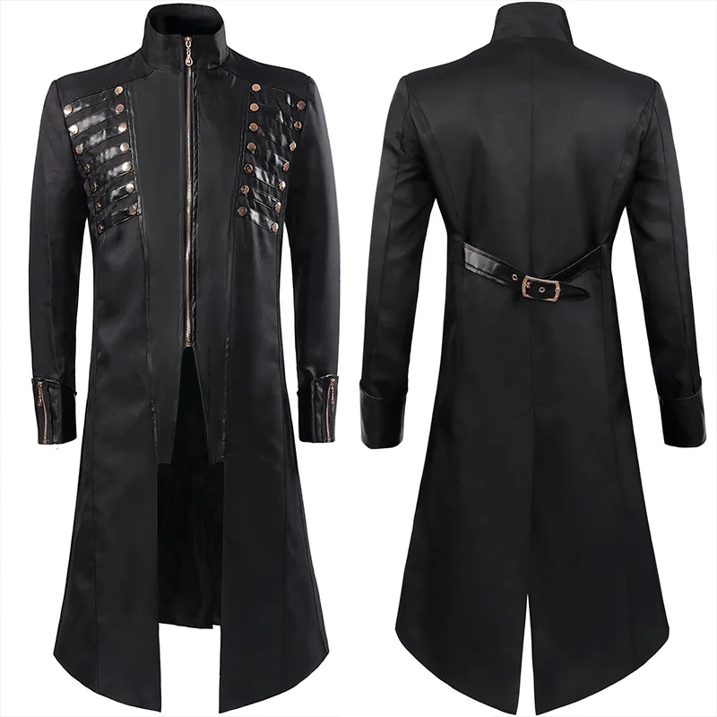 Medieval Stage Performance Costume Gothic Punk Jacket Medium Length ...