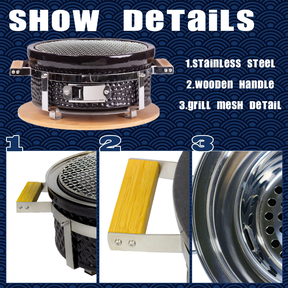 Japanese Hibachi Grill For Camping/indoor Charcoal Bbq Grill Round Oven