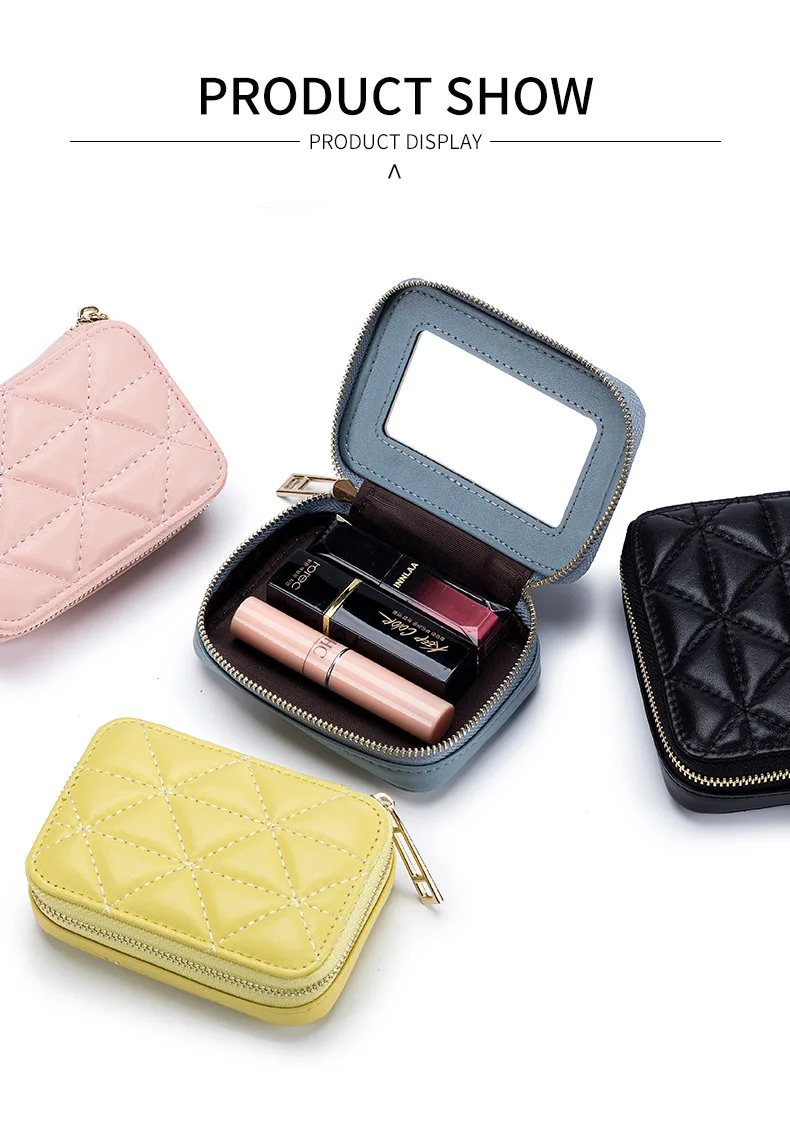 New Design Genuine Leather Ladies Lipstick Bag Cosmetic Organizer Mini