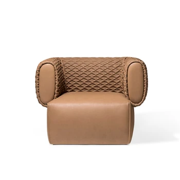 Elefante Hypertrophied Parallel Wrap Armrests and Backrests Contemporary Italian Armchair Living Room Leather Armchair
