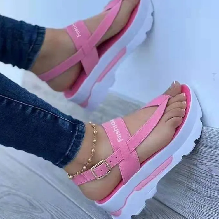 2024 New The new Summer plus-size wedge-toe clasp sandals for women with platform soles and Roman sandals for women