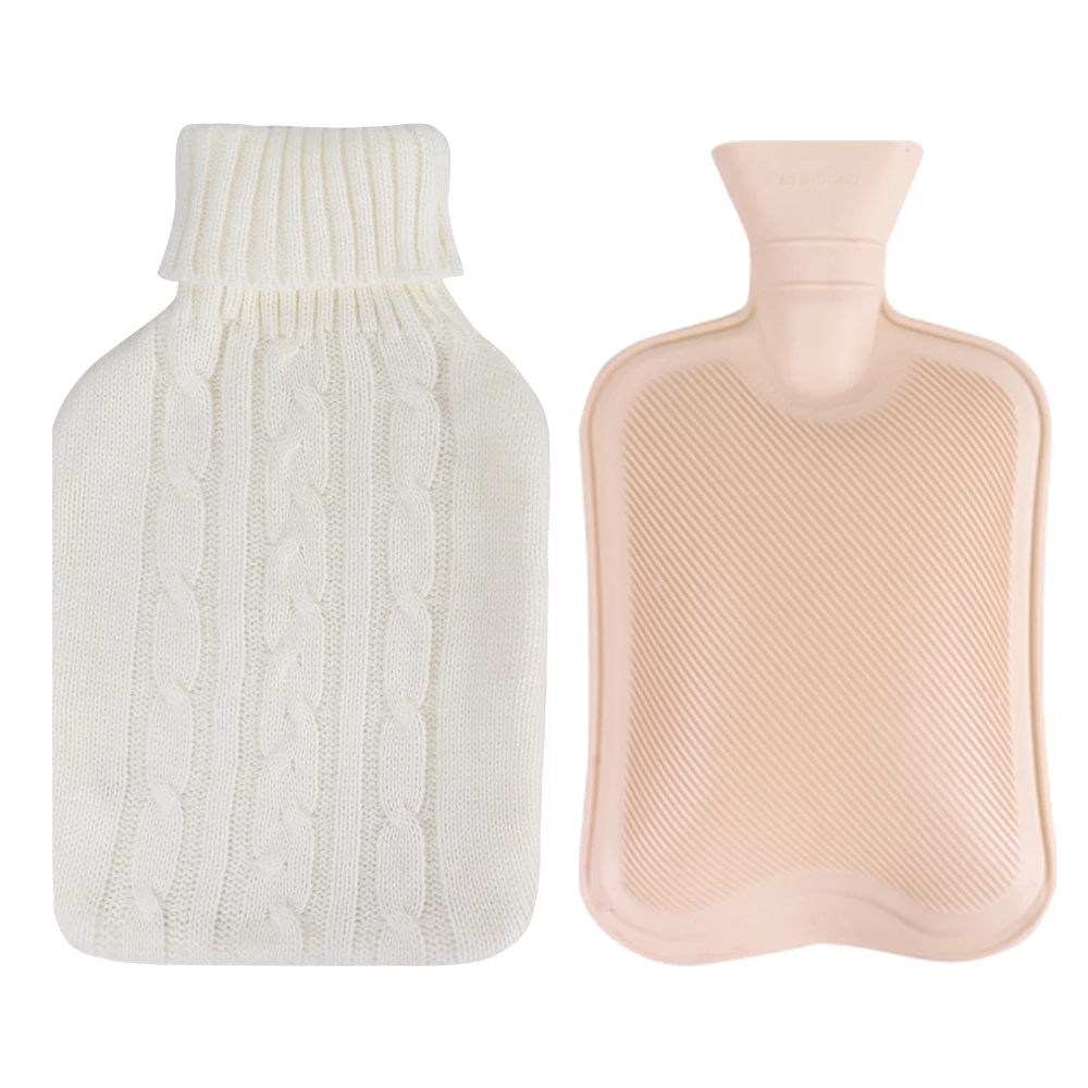 Reusable Hot Water Bottle Bag with Plush Soft Fur Cover Rubber Hot Water Bag Cover Custom