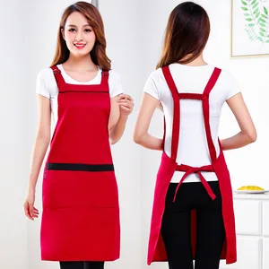 Korean Style H-Style Workwear for Women Custom Logo Printed Fashionable Woven Apron for Supermarkets Milk Tea Shops Cake Baking