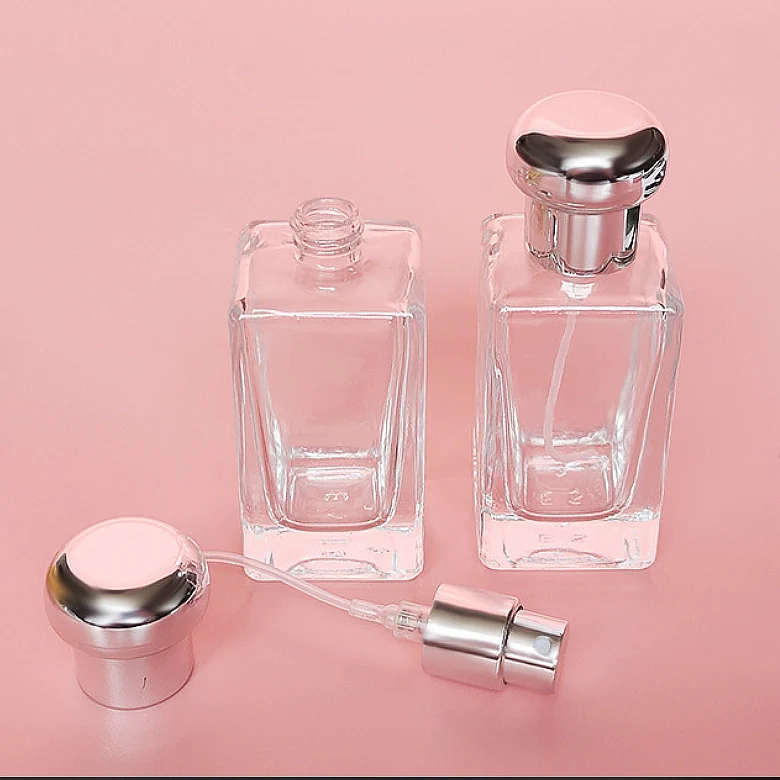 Square Clear Empty Perfume Bottles 50ml, Glass Spray Bottle 50ml