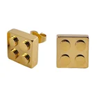Fashion Jewelry Stud Earrings Fashion 18K Gold Plated Stainless Steel Jewelry Square LegoBrick Design Ear Stud INS Accessories Earrings E211341